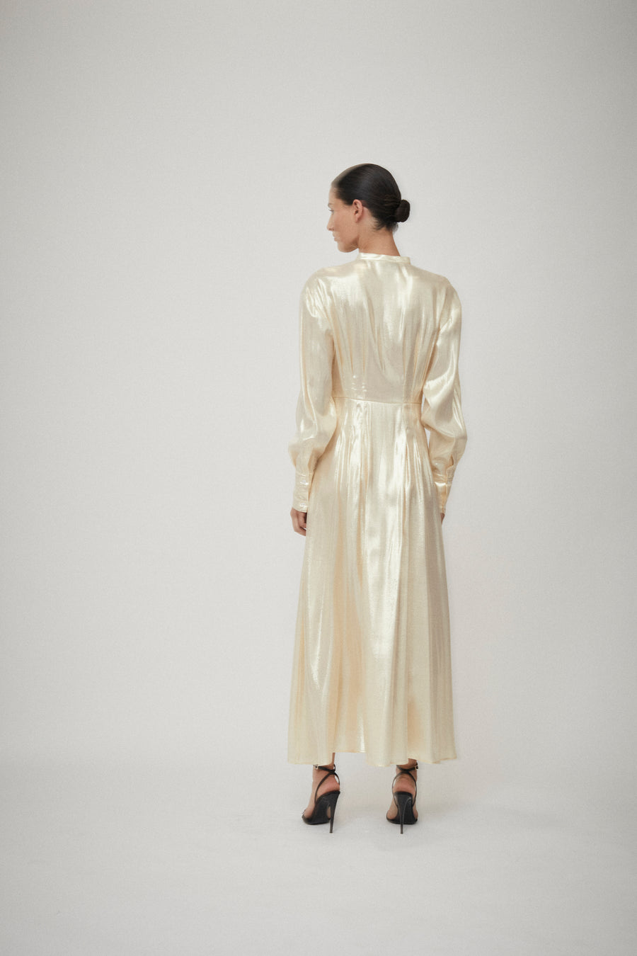 Pleat Detail Lurex Shirt Dress
