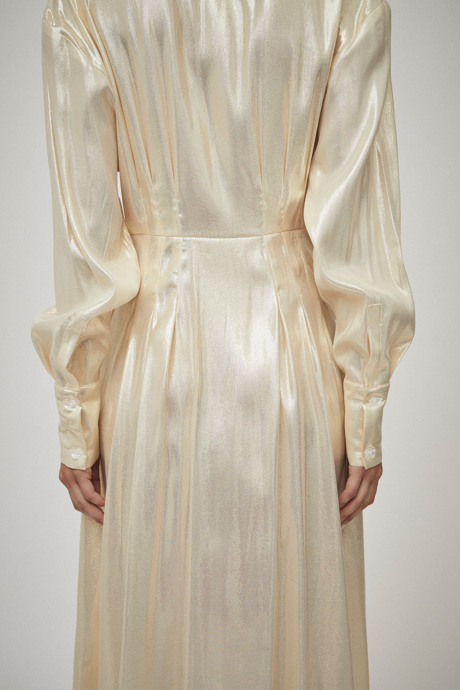 Pleat Detail Lurex Shirt Dress