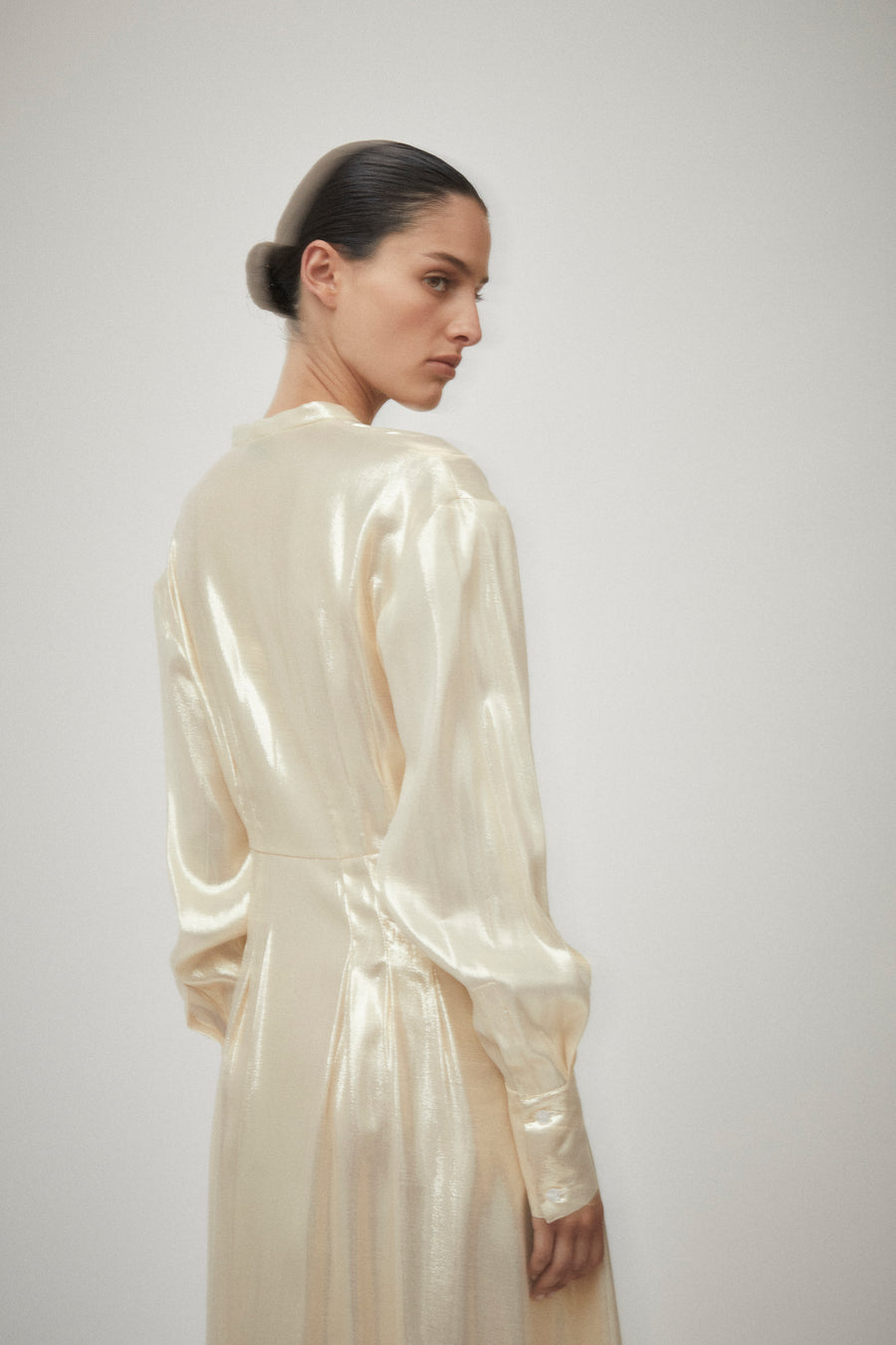Pleat Detail Lurex Shirt Dress