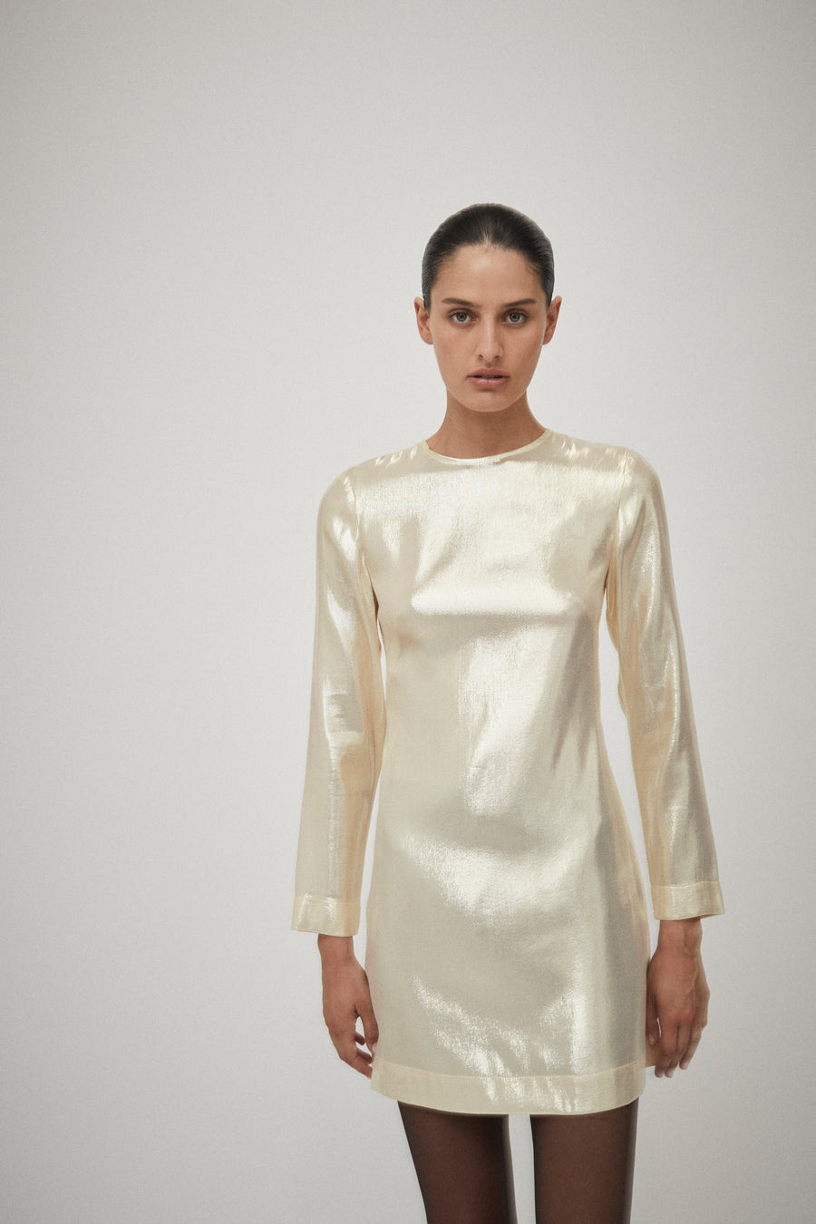 Silk Blend Lurex Mini Dress