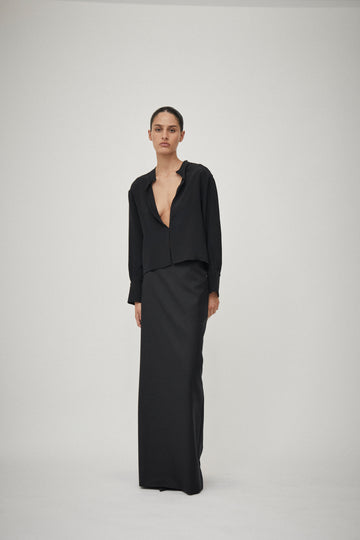 Wool Column Skirt