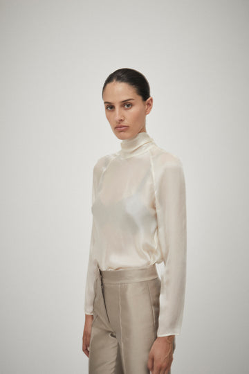 Tie Neck Bias Blouse