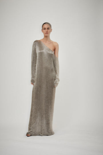 Beaded Asymmetric Gown