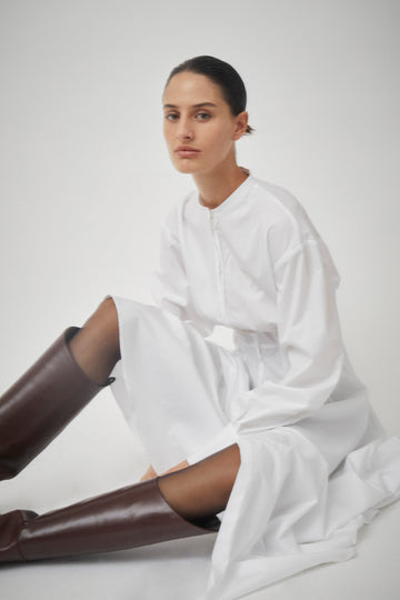 Cotton Pleat Detail Dress