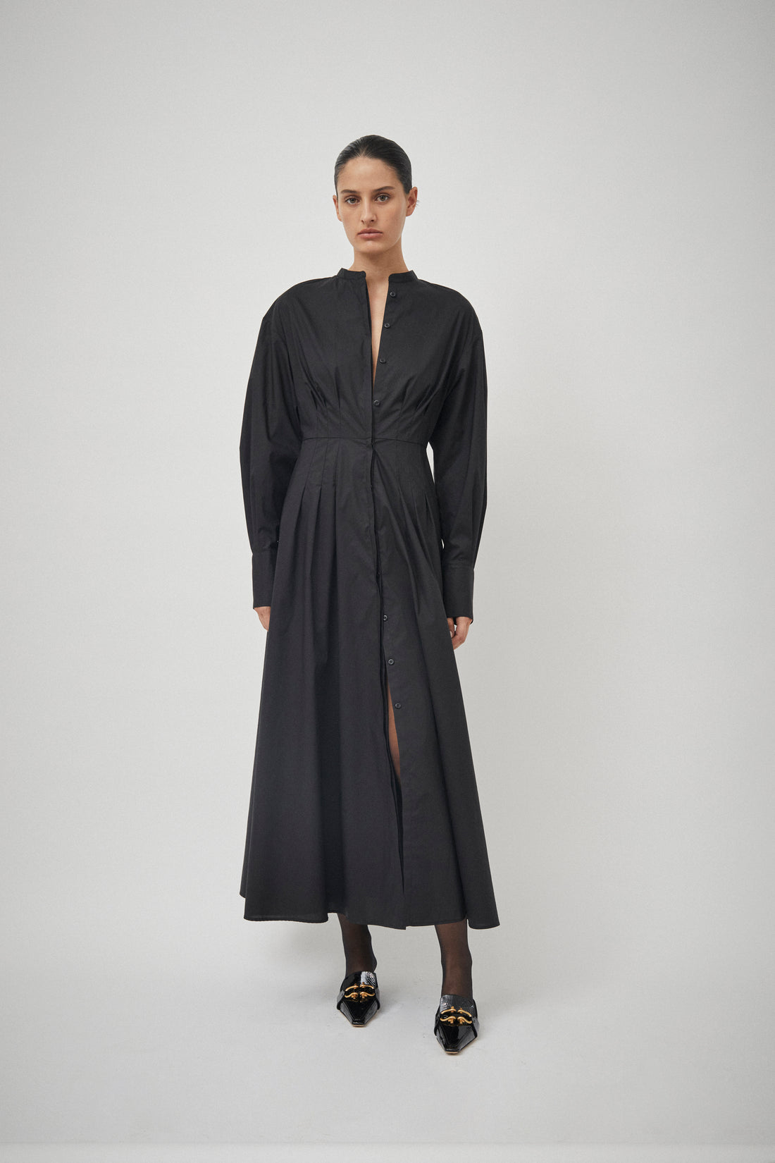 Cotton Pleat Detail Dress