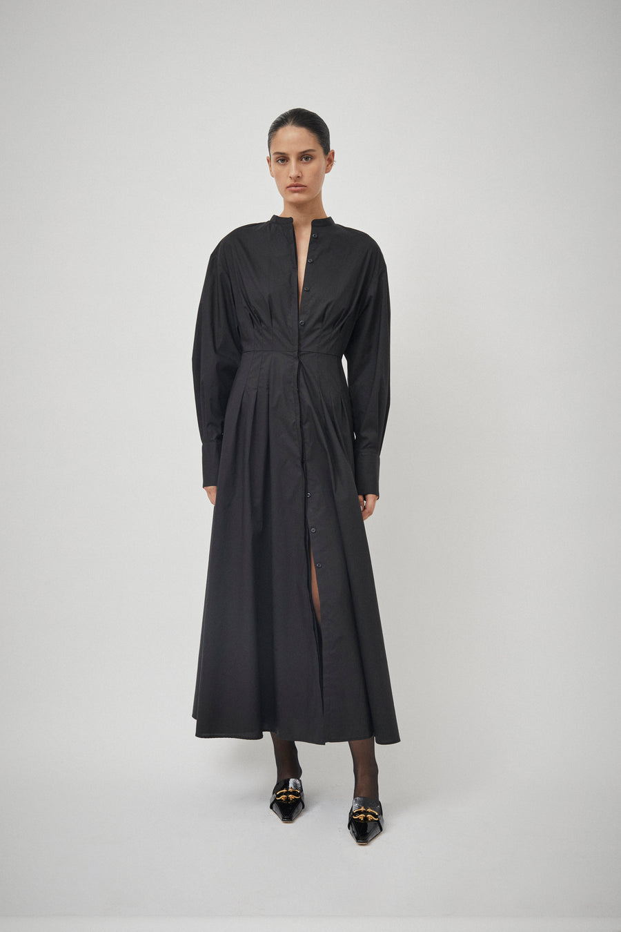 Cotton Pleat Detail Dress