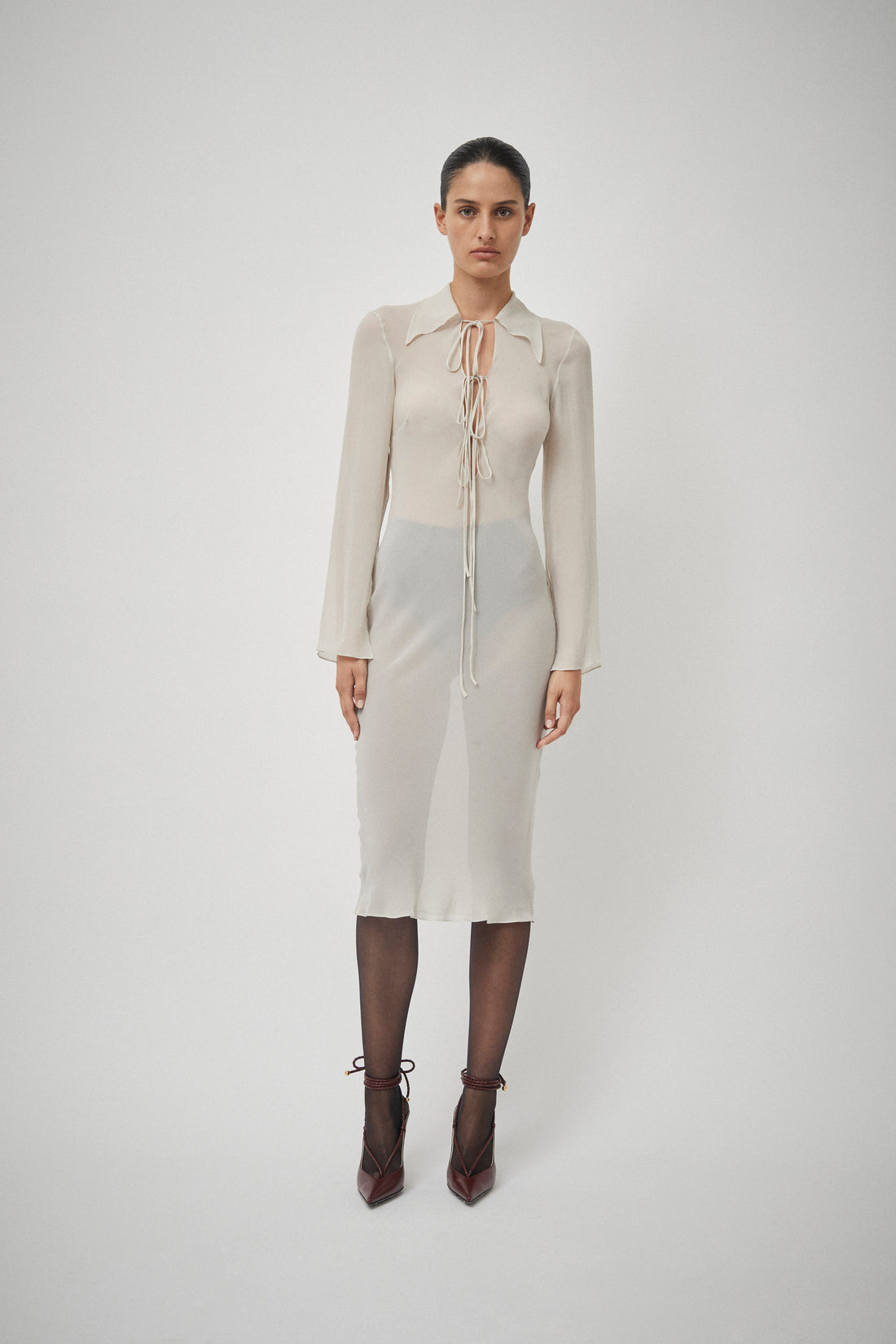 Silk Georgette Tie Blouse Dress