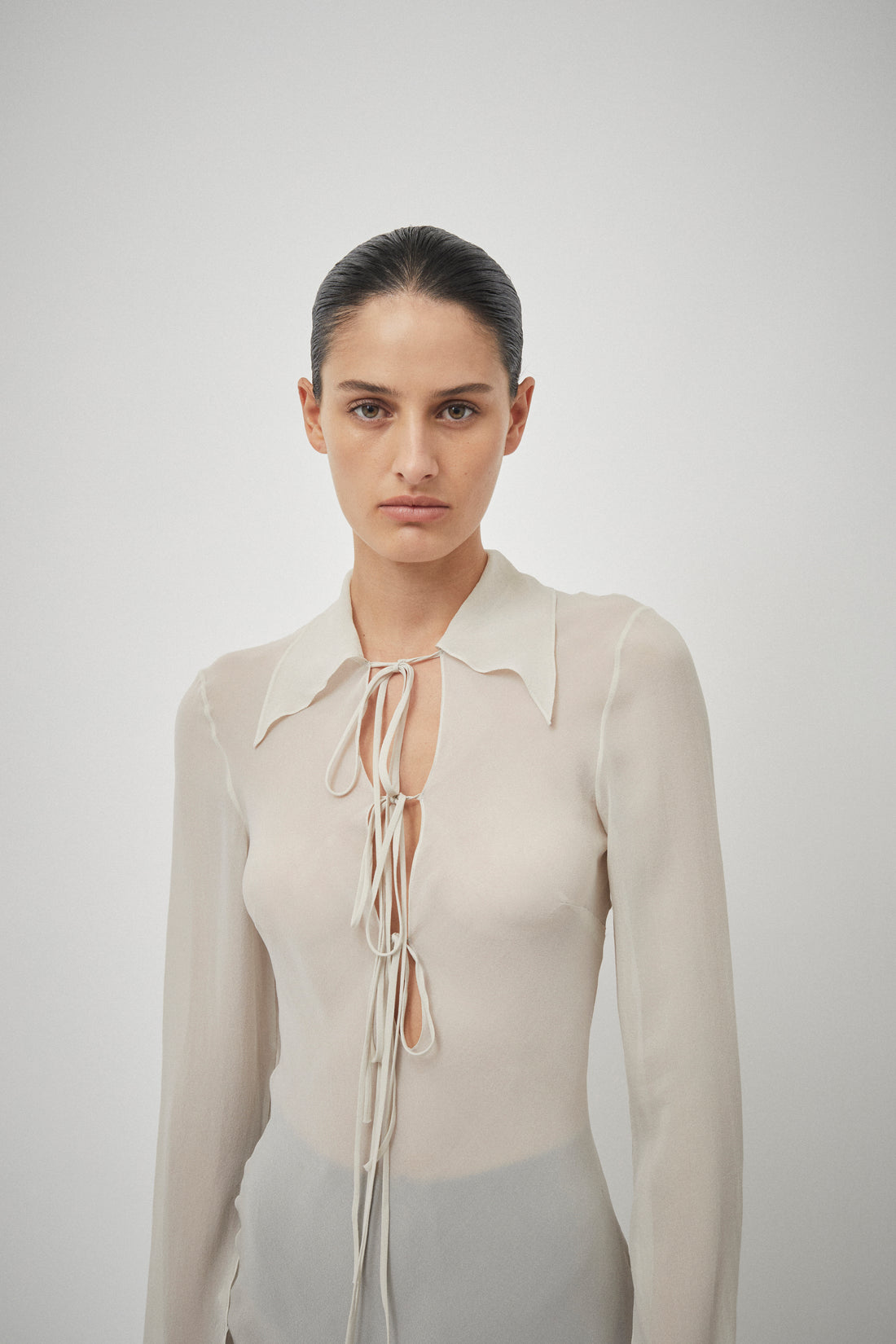 Silk Georgette Tie Blouse Dress