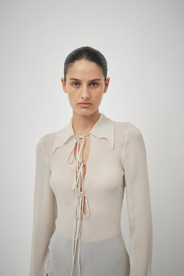 Silk Georgette Tie Blouse Dress