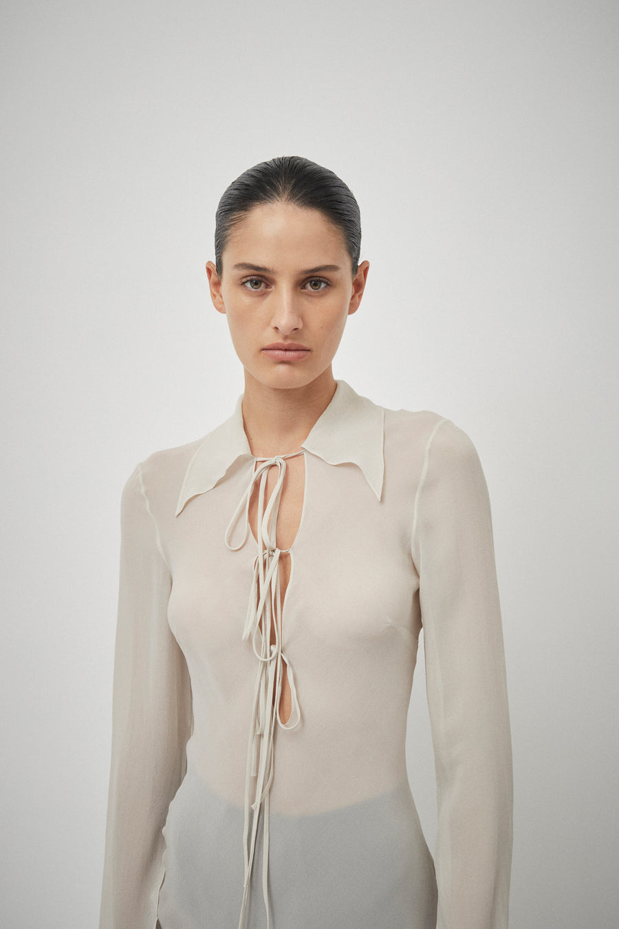 Silk Georgette Tie Blouse Dress
