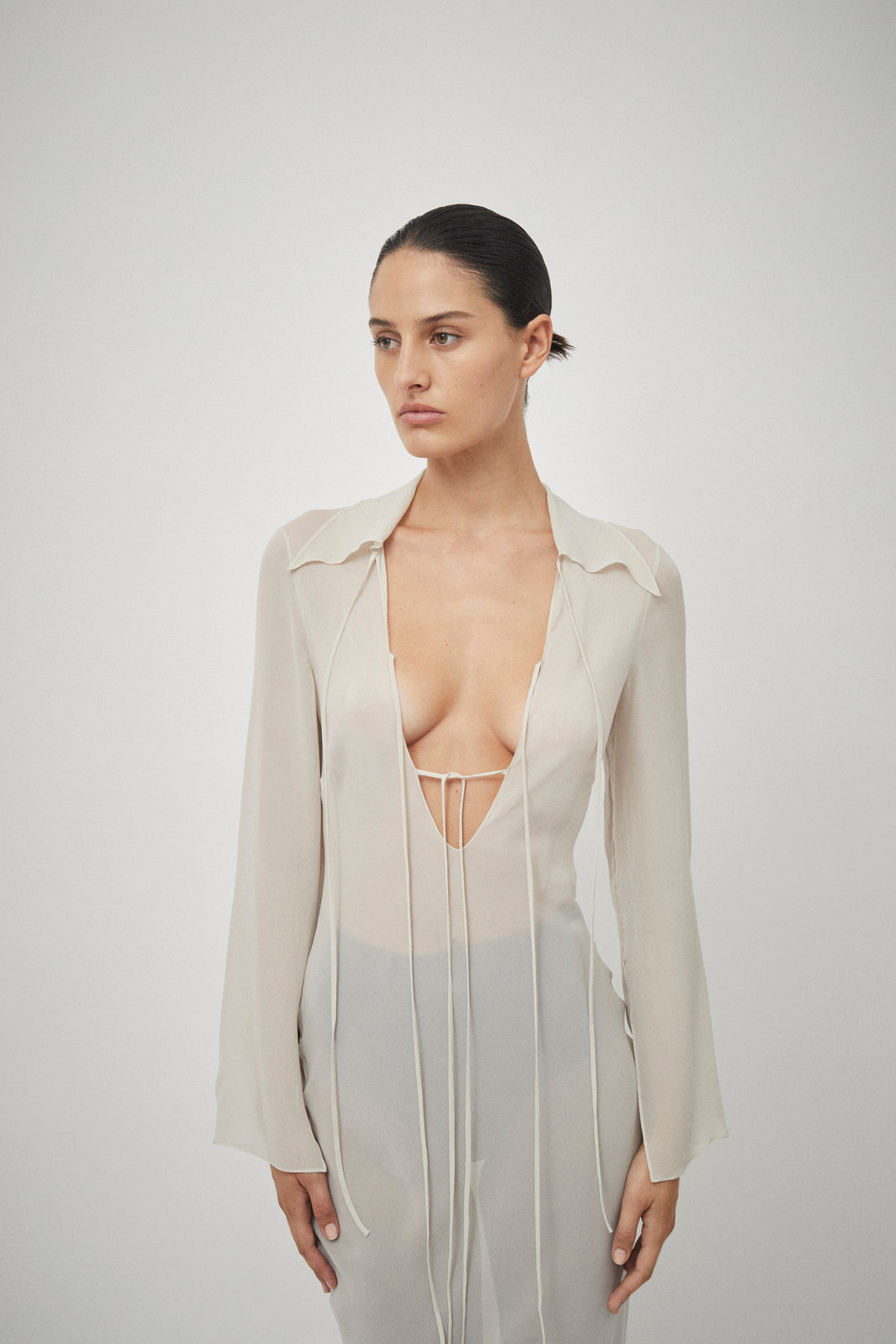 Silk Georgette Tie Blouse Dress