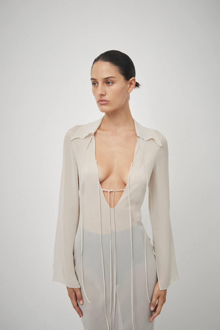 Silk Georgette Tie Blouse Dress