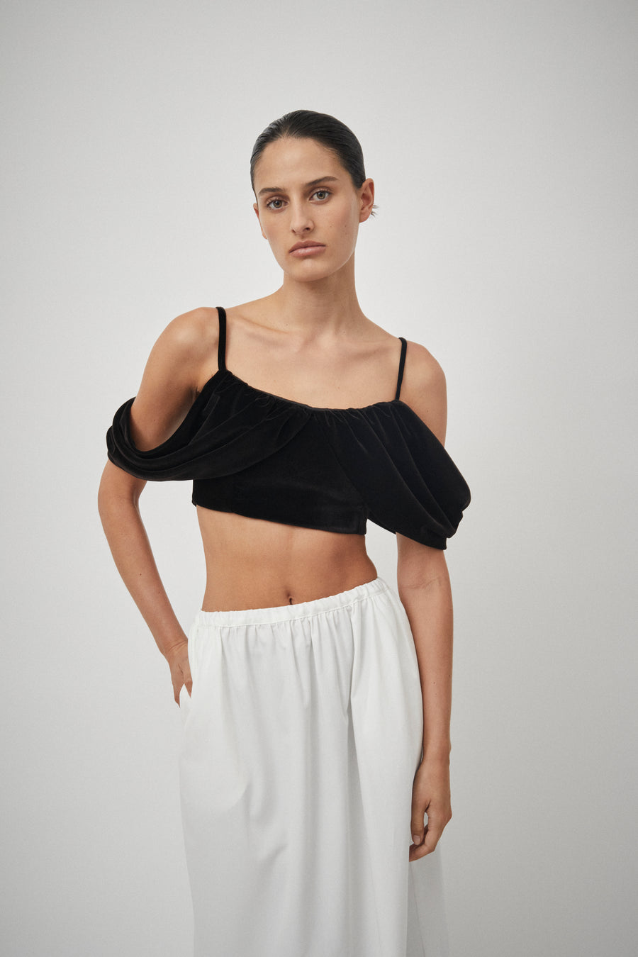 Drill Elastic Waist Skirt