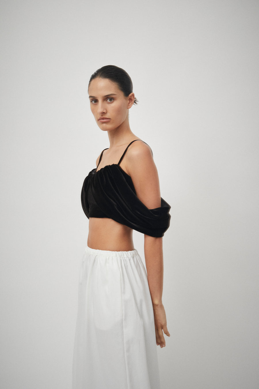 Drill Elastic Waist Skirt