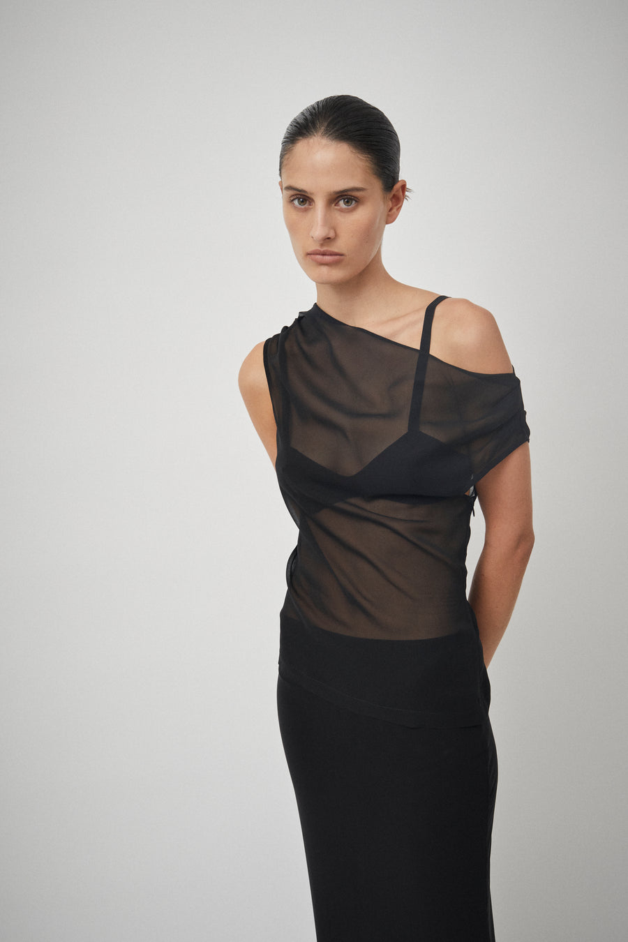 Silk Georgette Off the Shoulder Top